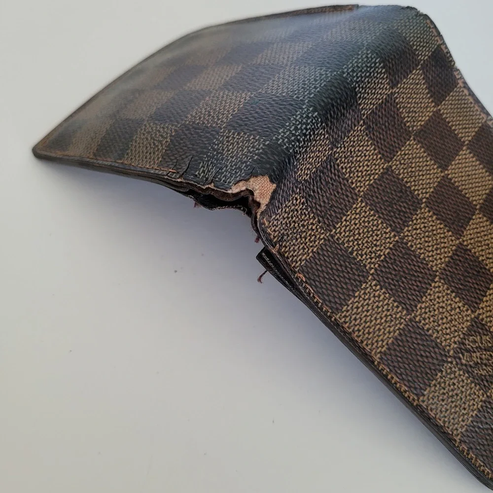 Louis Vuitton Marco Wallet Damier Ebene Bifold Brown Canvas CA0015 Mens